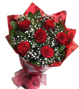 6 adet kırmızı gülden buket  Siirt 14 şubat sevgililer günü çiçek 