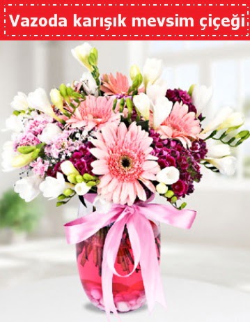 Vazoda karışık mevsim çiçeği  Siirt online çiçekçi , çiçek siparişi 