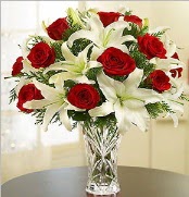 12 adet kırmızı gül 2 dal kazablanka vazosu  Siirt yurtiçi ve yurtdışı çiçek siparişi 