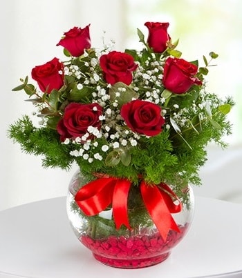 fanus Vazoda 7 Gül  Siirt online çiçekçi , çiçek siparişi 